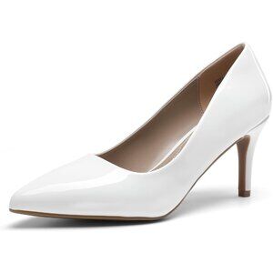 Dream Pair Women White Faux Leather Kucci Pointed Toe High Heel Pumps Shoes